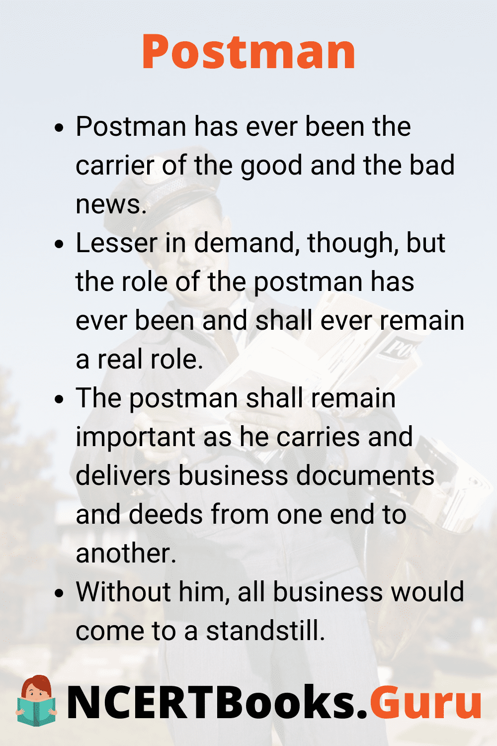 the postman essay 150 words in english