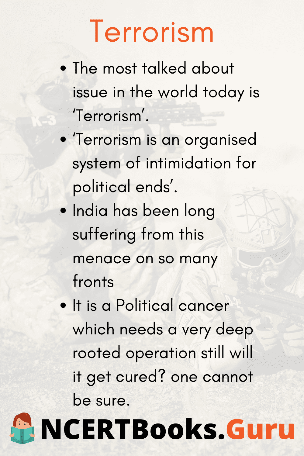 war against terrorism essay for class 10