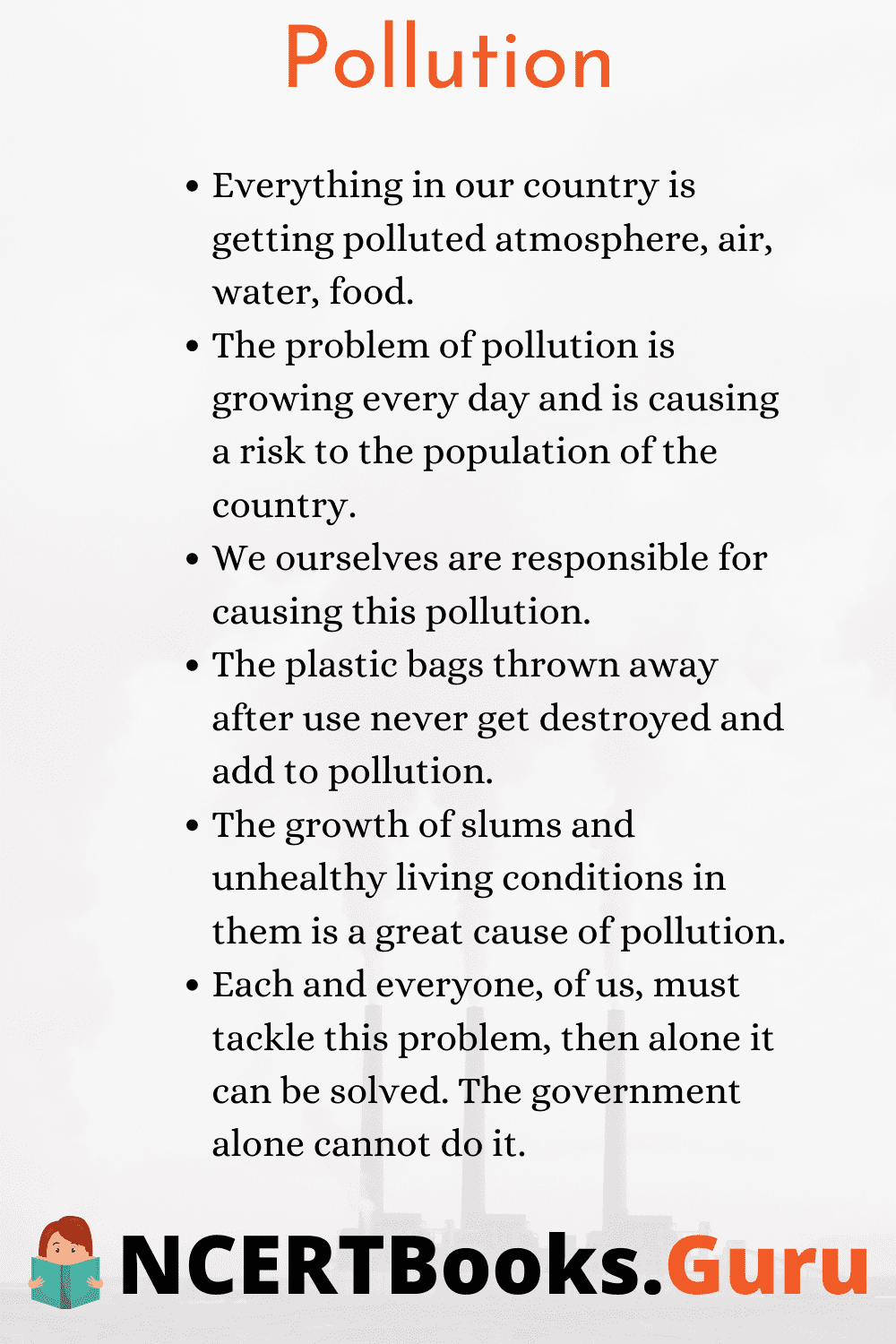 pollution essay in english 120 words