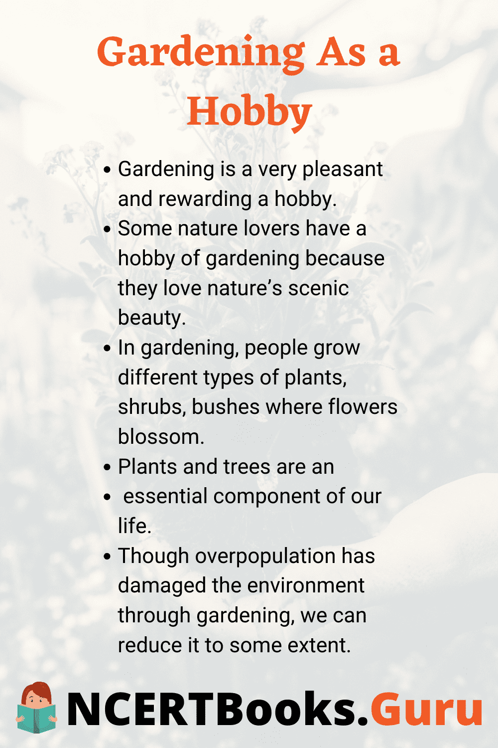 essay on my hobby gardening for class 6