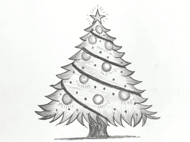 Easy How to Draw a Christmas Tree Tutorial Video and Christmas Tree  Coloring Page  Christmas tree coloring page Christmas tree drawing Christmas  tree drawing easy