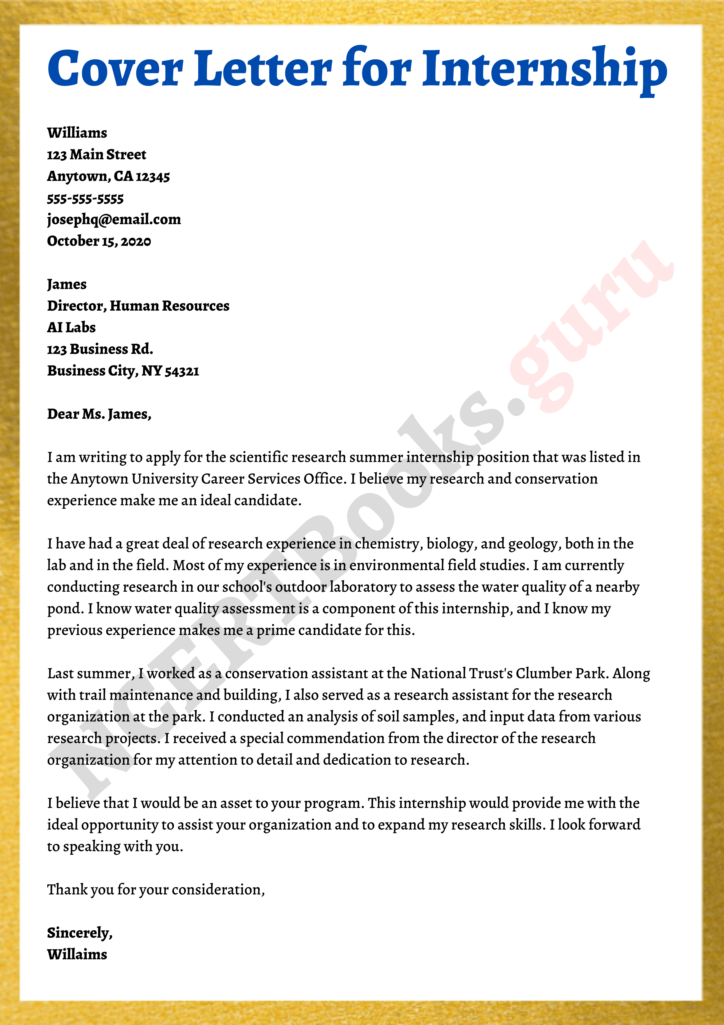 sample cover letter for procurement intern