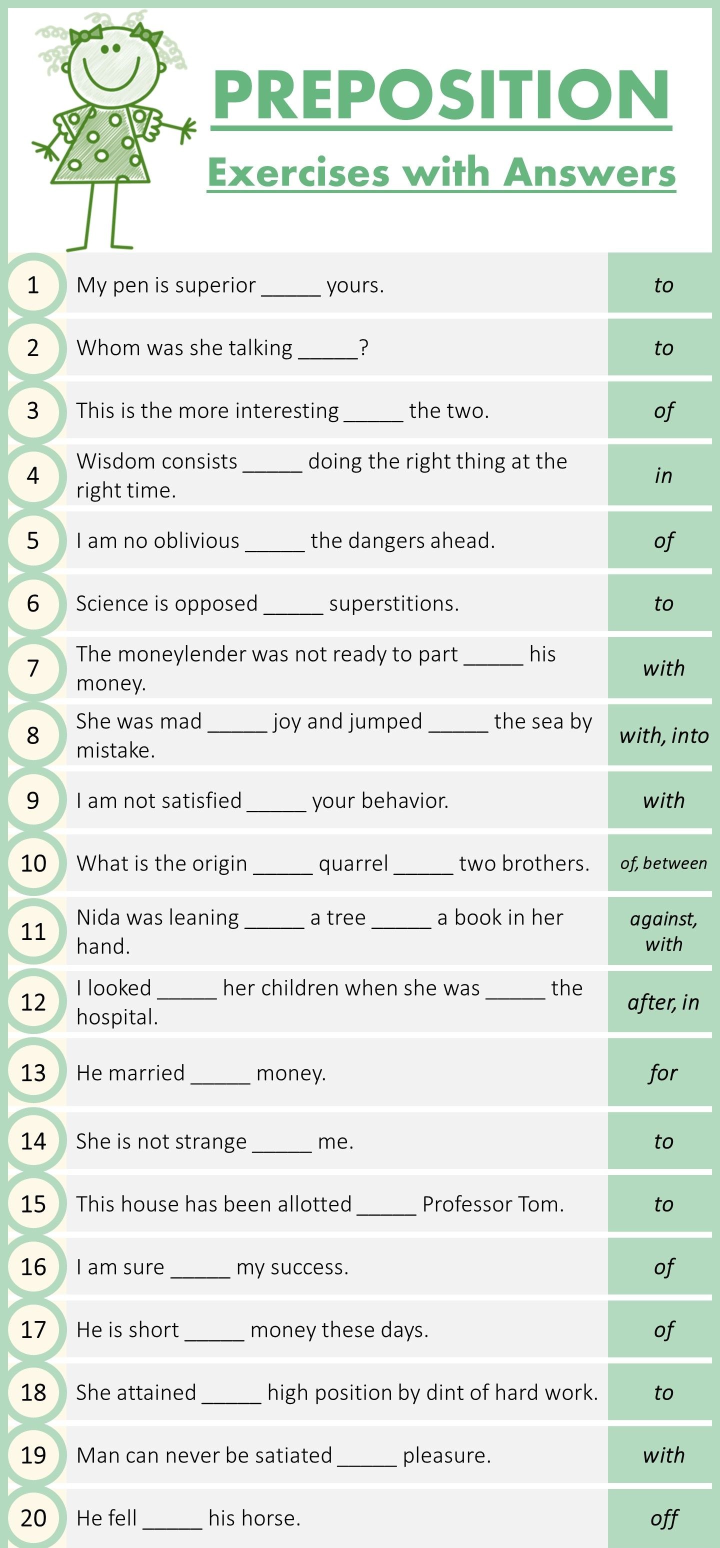 5th Grade Verb Preposition Worksheet