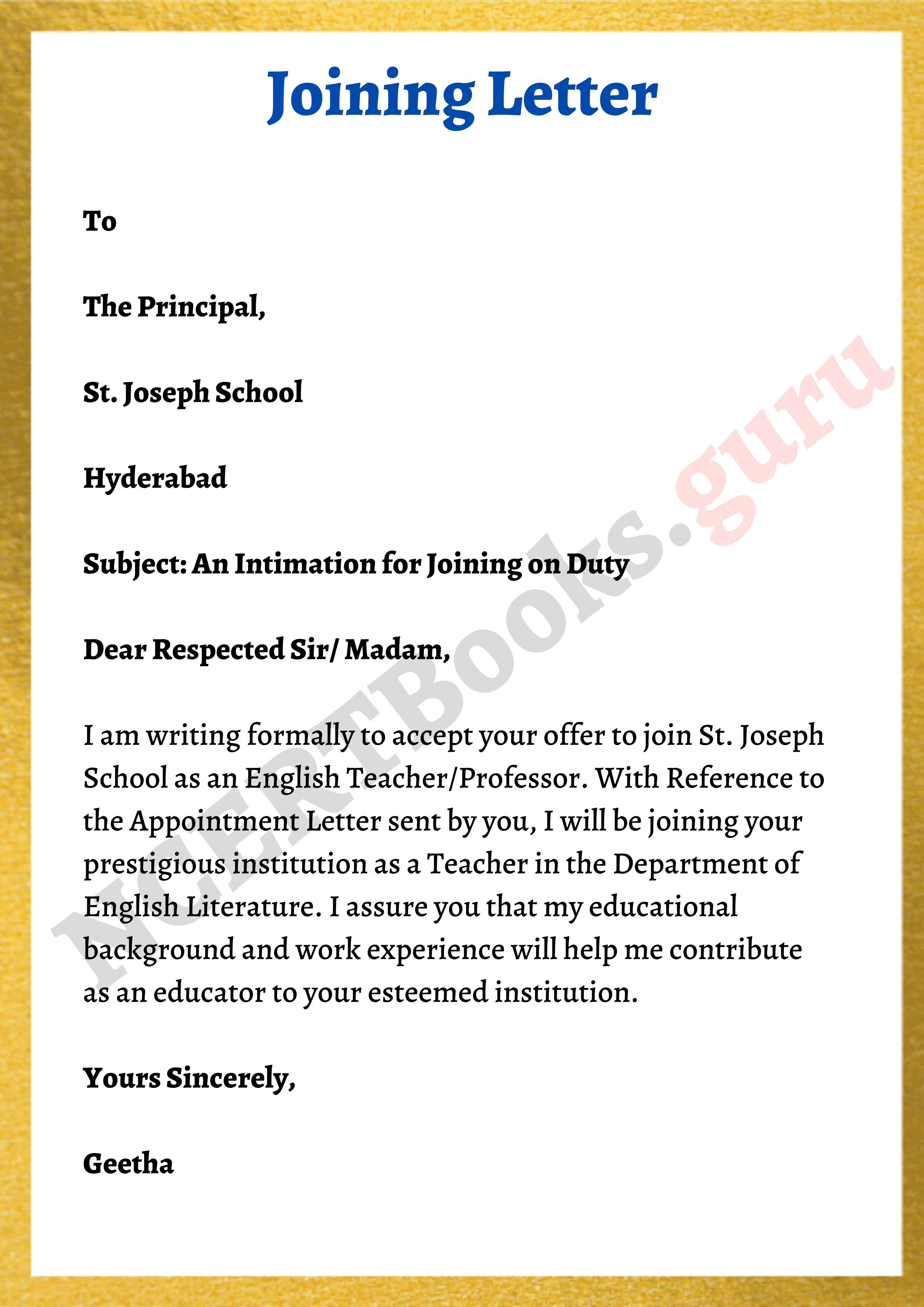 sample of application letter for joining college
