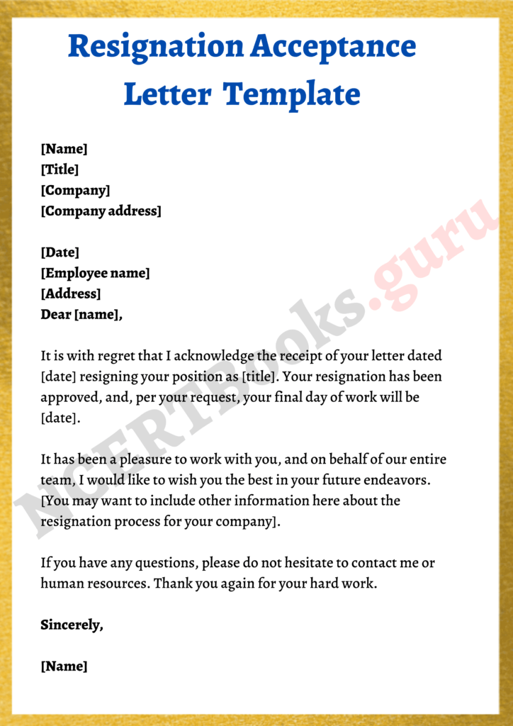 Resignation Acceptance Letter Format, Samples, Template