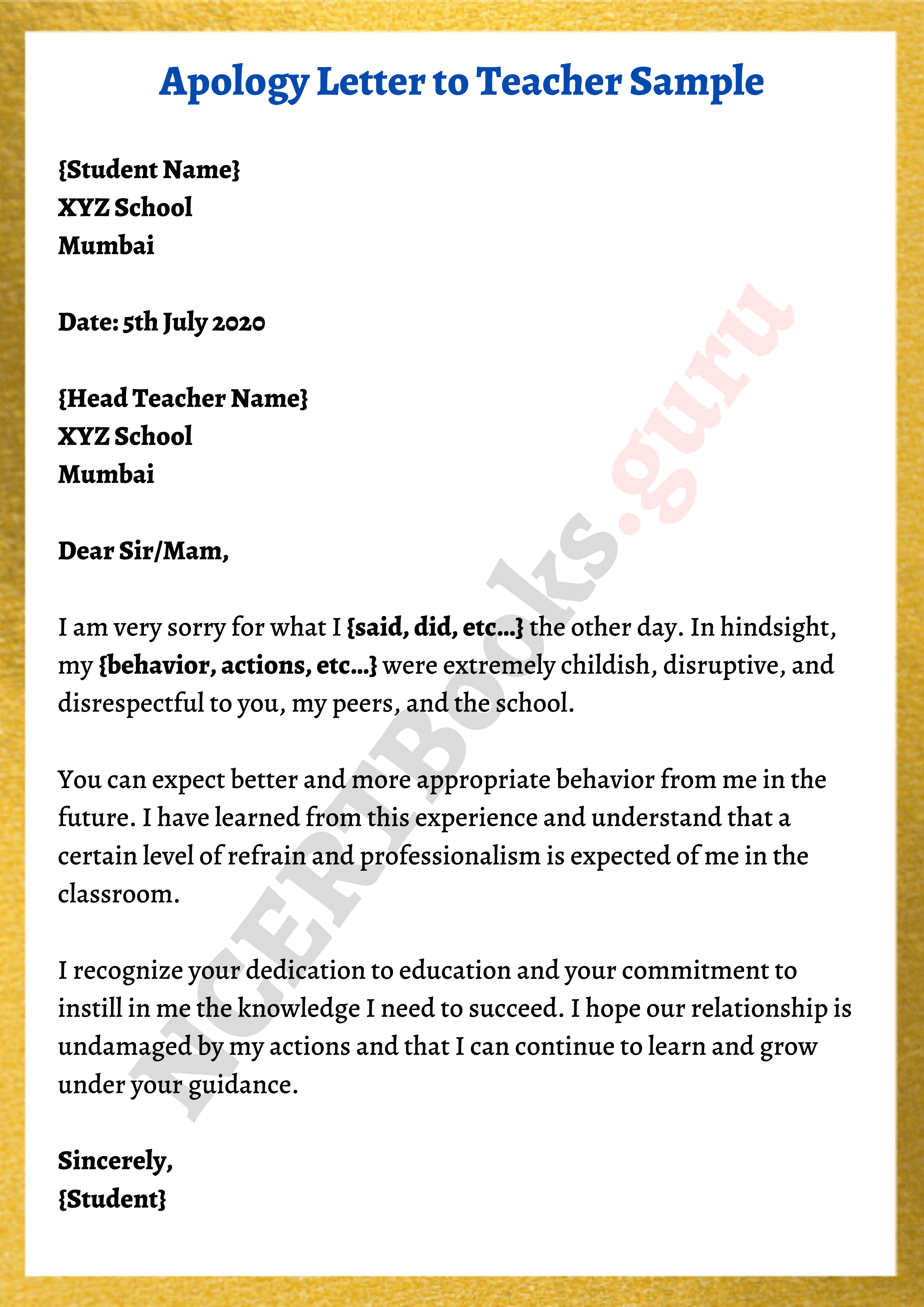 Apology Letter For Gate Pass