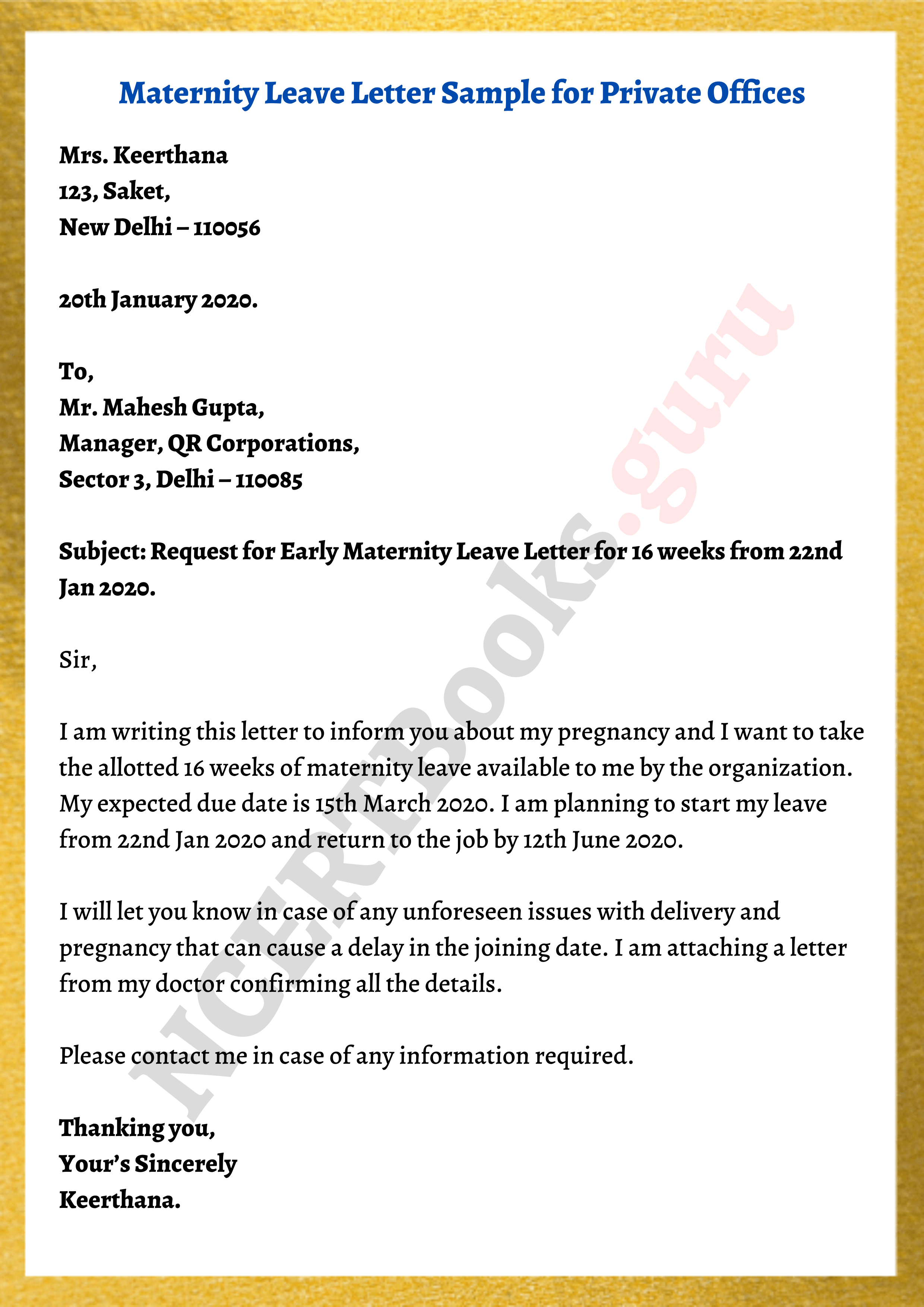 application letter leave office