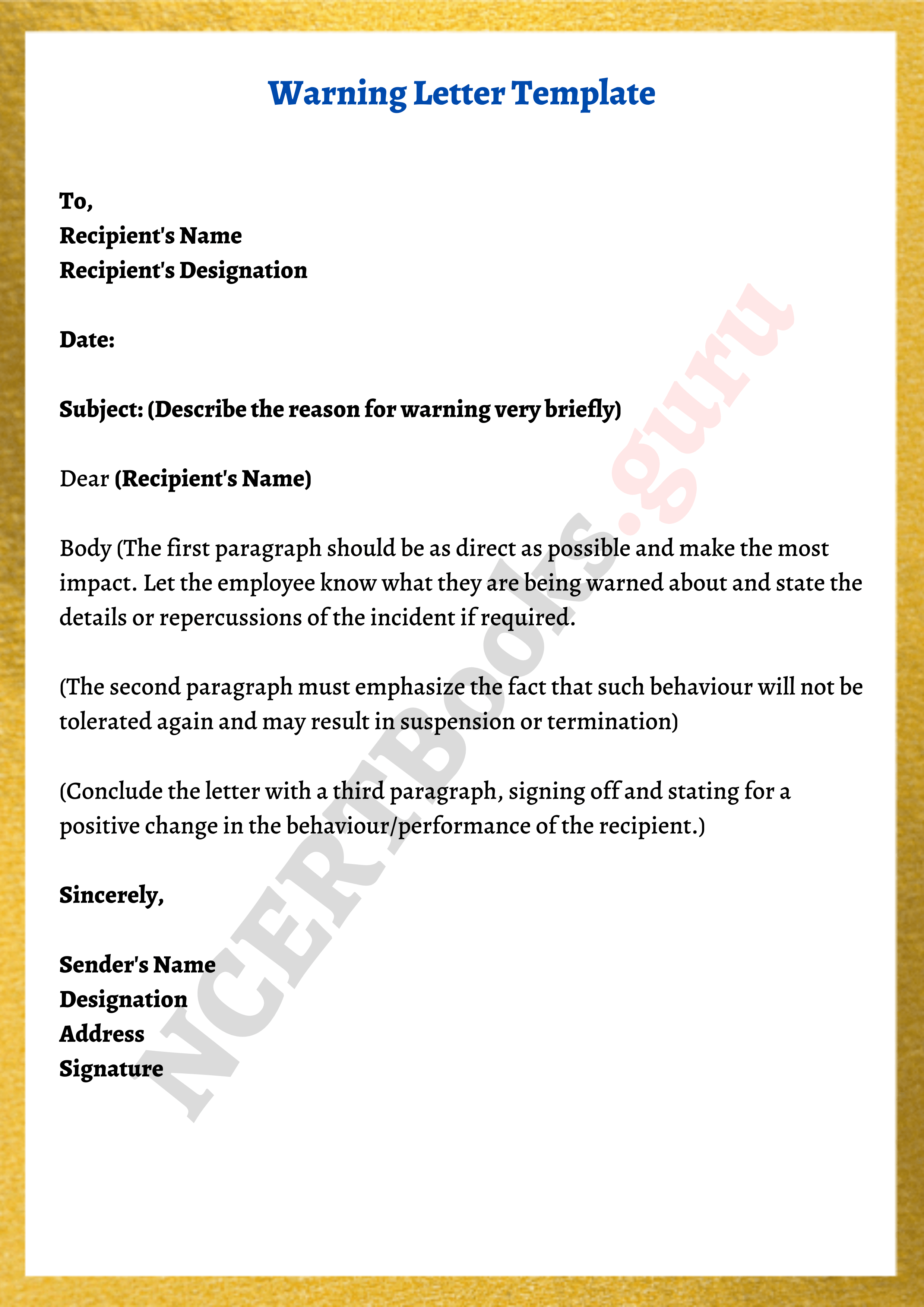 Warning Letter Template Format Sample Example In Pdf - vrogue.co