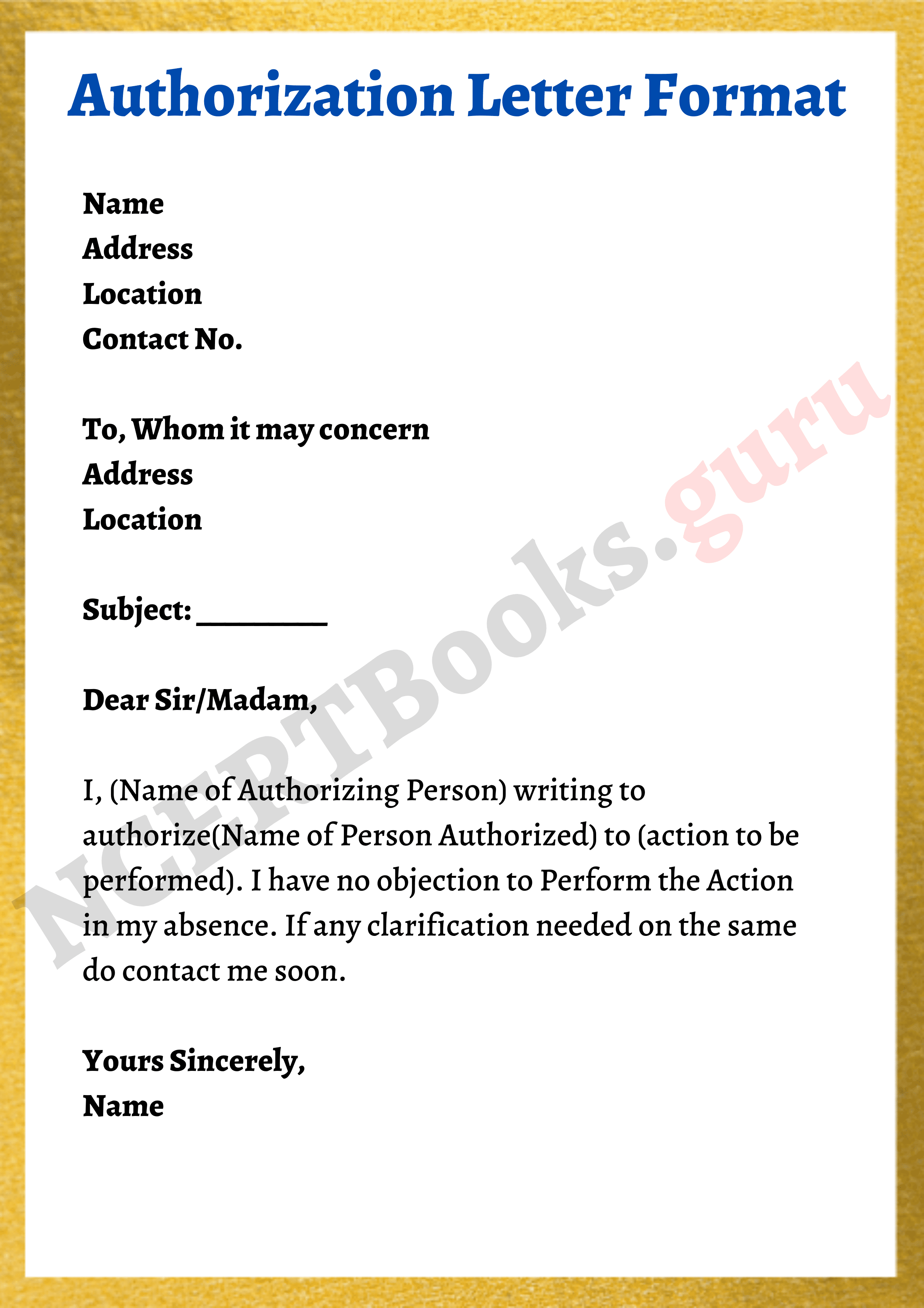 Authorization Letter Template, Samples | How to write an Authorization ...