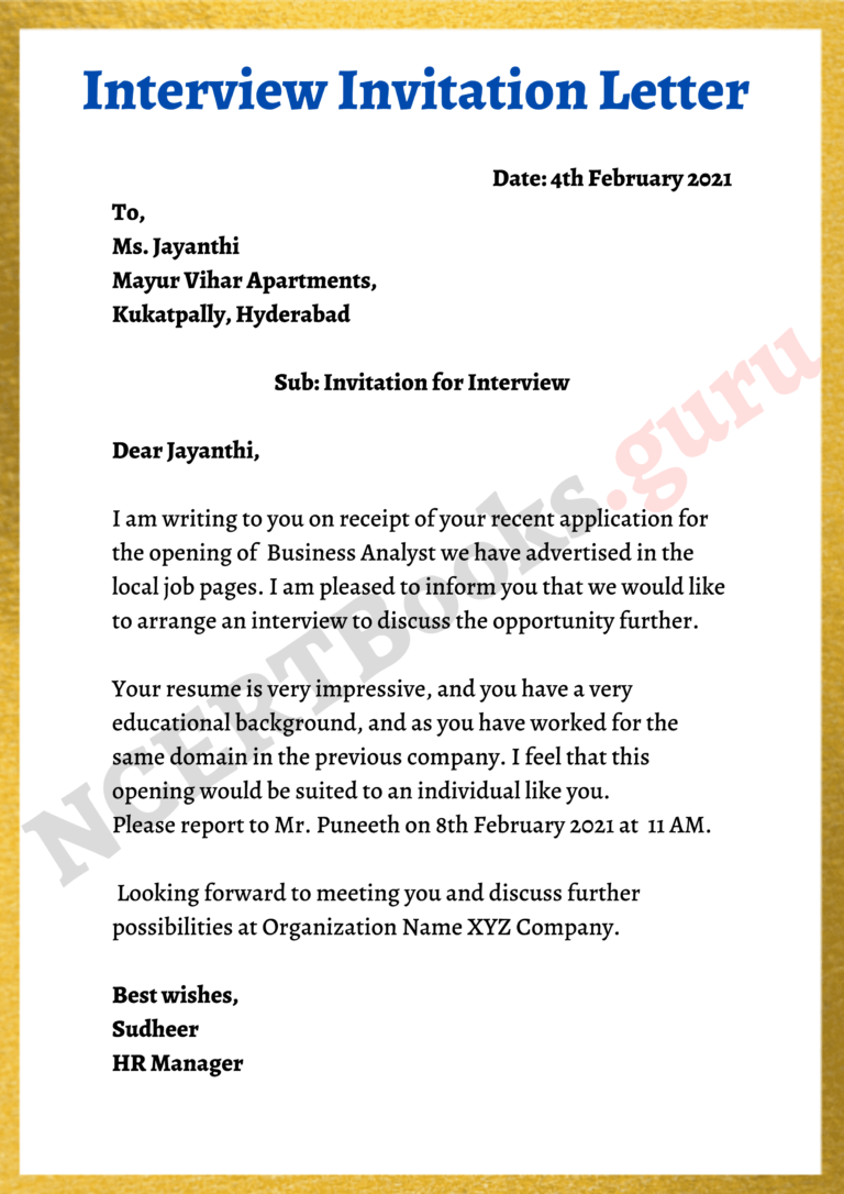 Interview Invitation Letter How To Write An Interview Invitation - Vrogue