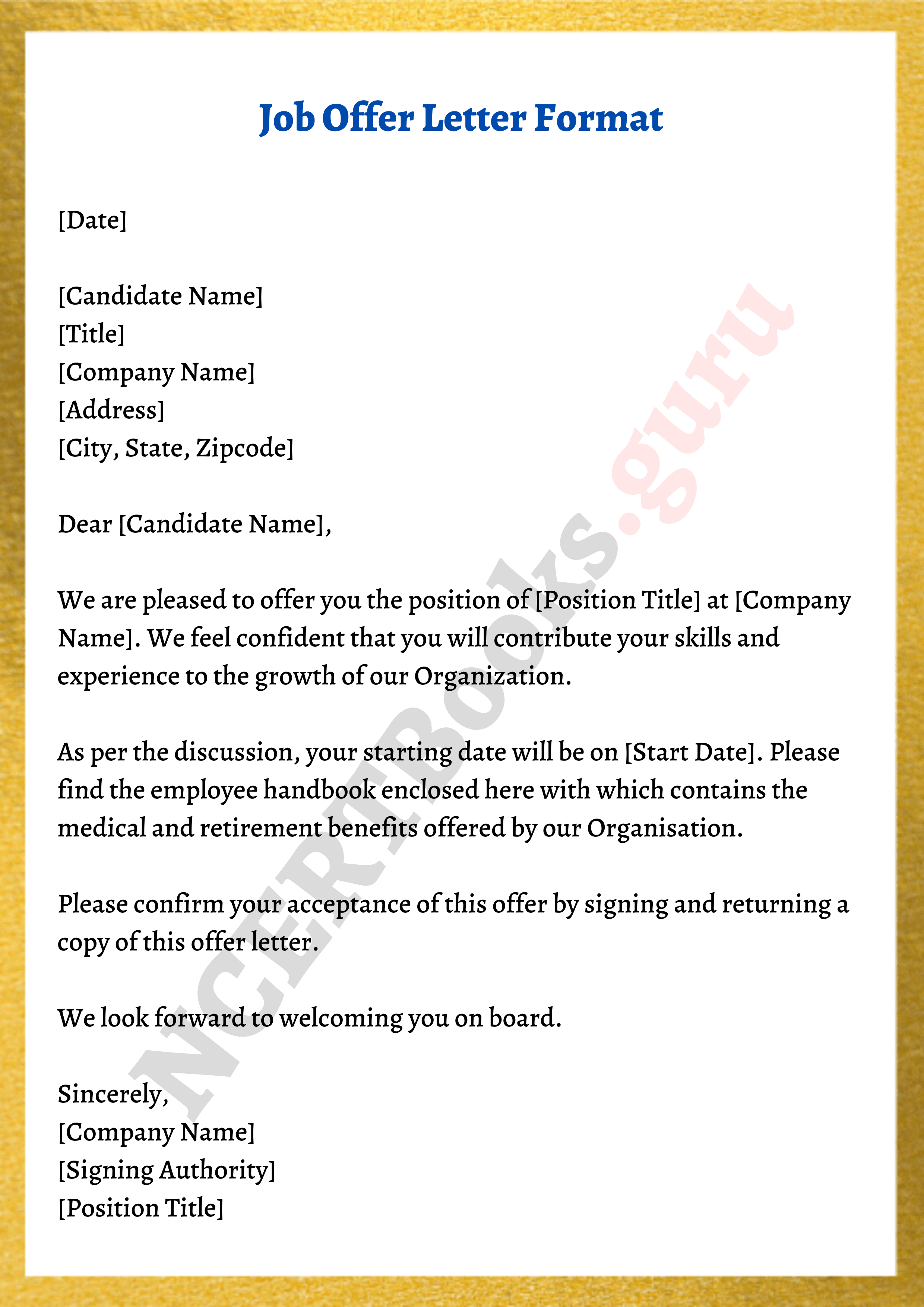 job offer letter assignment