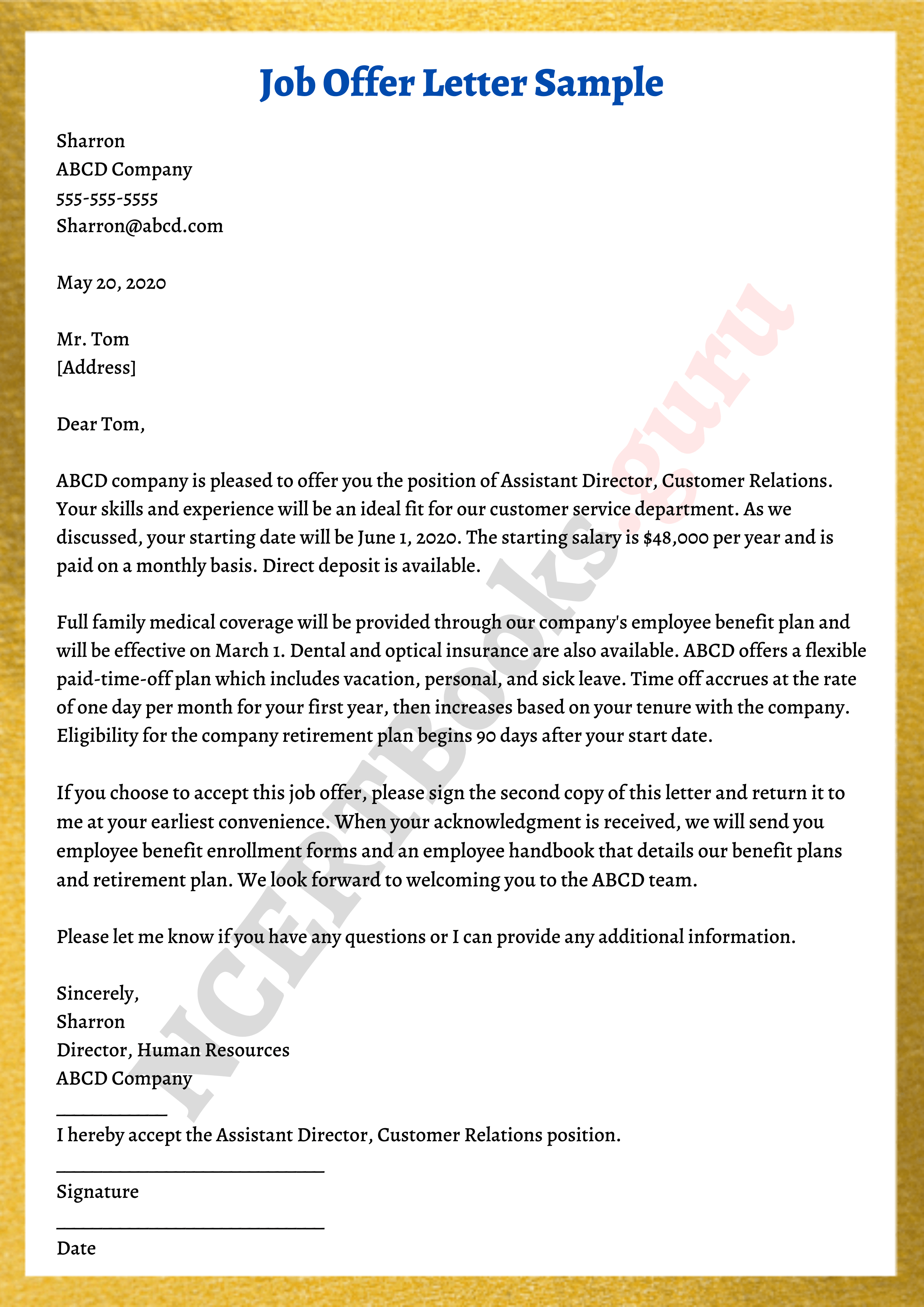 What Is The Format Of Offer Letter Design Talk