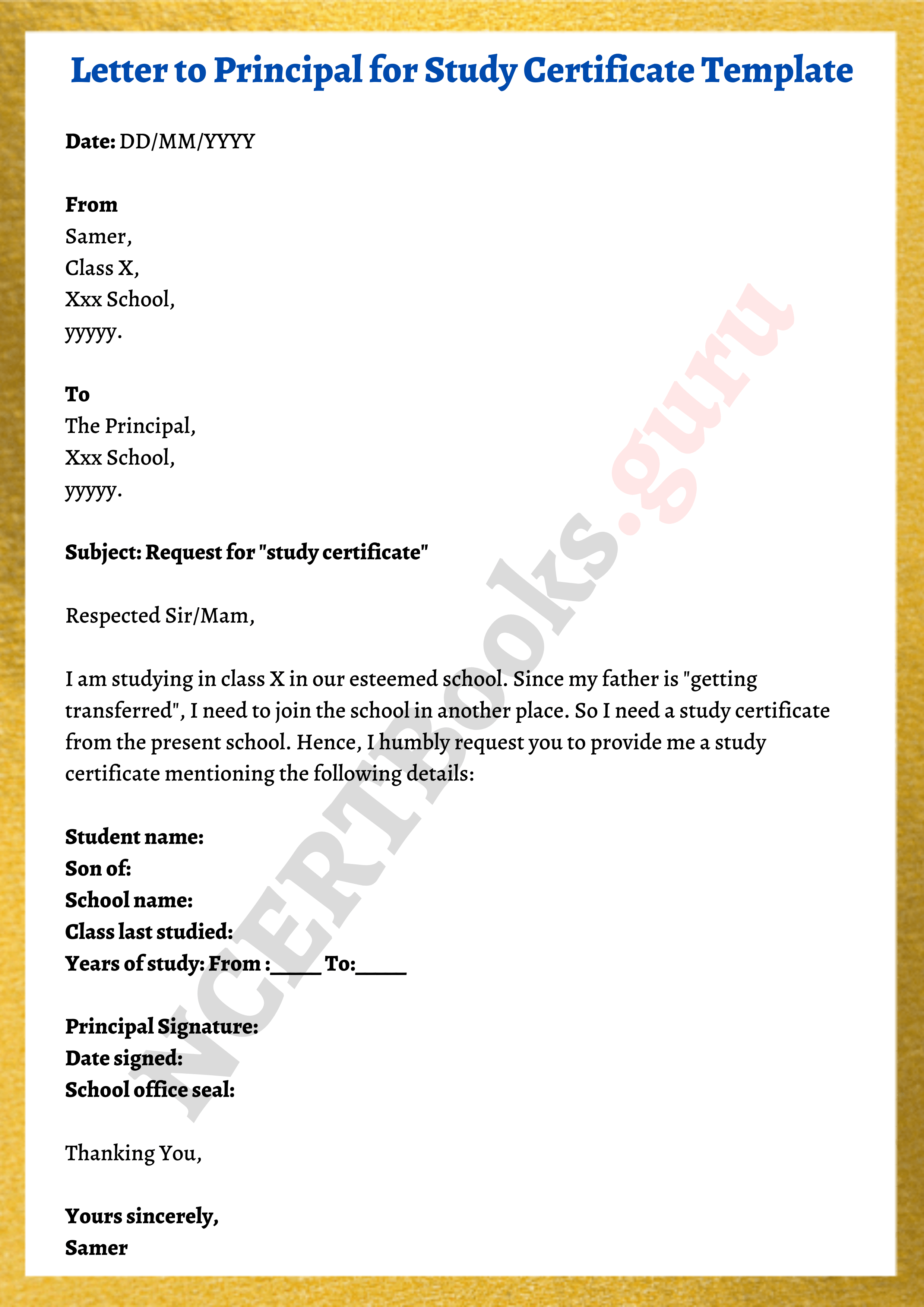 application letter to principal for changing subject